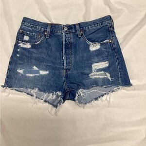Levi's Blue Distressed Jean Shorts